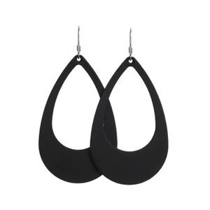 Nickel & Suede Medium Select Black Leather Cut Outs Earrings